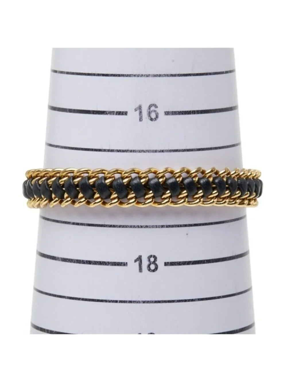 Loewe Chain Bracelet Gold Black Leather Plated